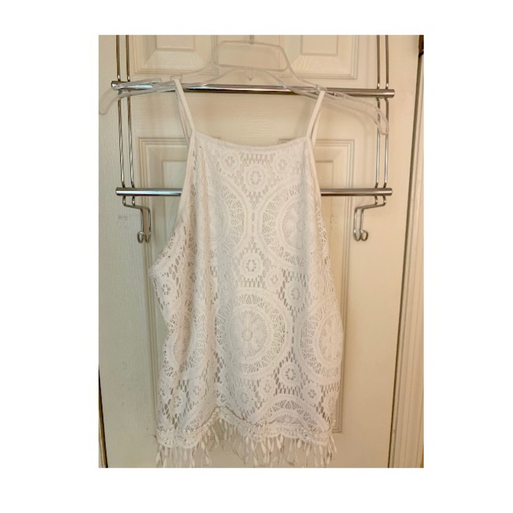 Women’s white crochet tank top